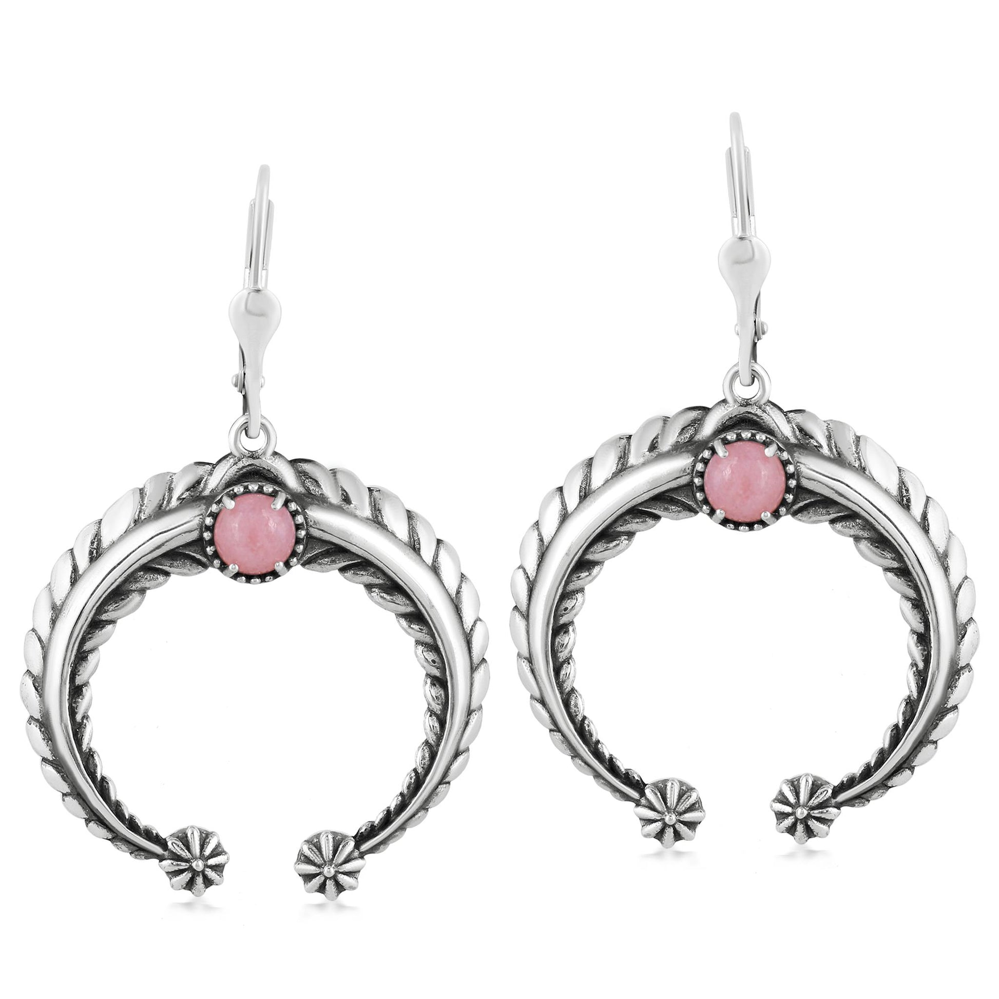 Sterling Silver Pink Opal Naja Lever Back Earrings