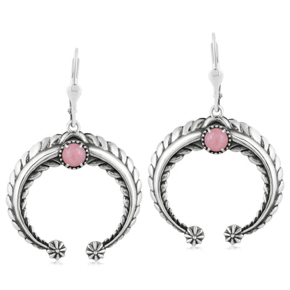 Sterling Silver Pink Opal Naja Lever Back Earrings