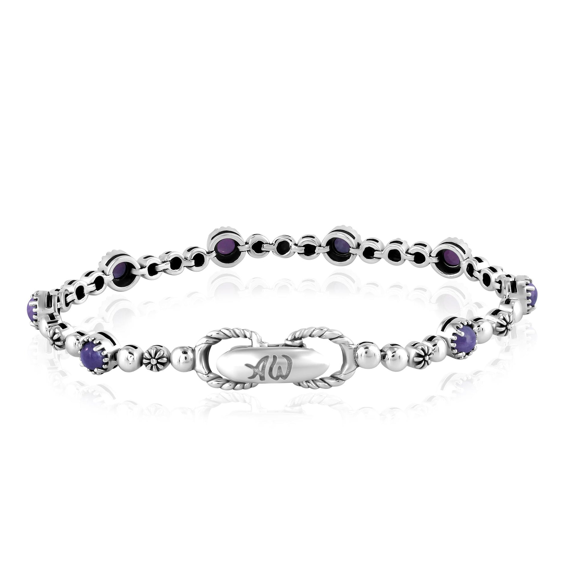 EXCLUSIVELY OURS! Sterling Silver Charoite Round Beaded Bracelet