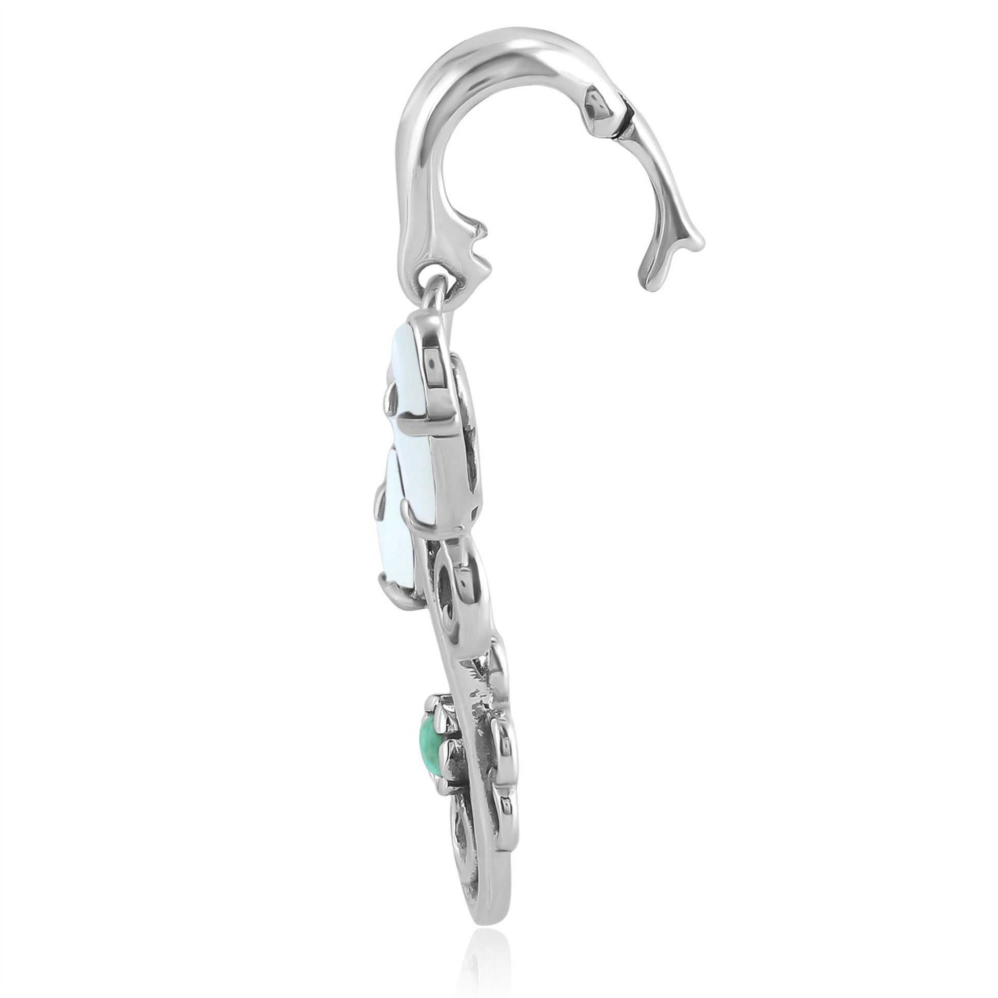 Sterling Silver White Mother of Pearl and Variscite Fritz Casuse Dragonfly Pendant Enhancer