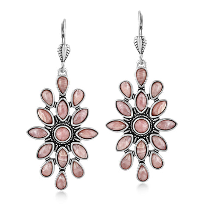 EXCLUSIVELY OURS! Sterling Silver Rhodochrosite Cluster Dangle Earrings