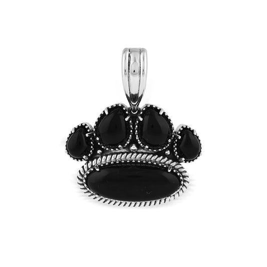 Sterling Silver Black Onyx Pawprint Pendant Enhancer