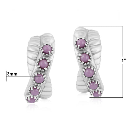 Sterling Silver Phosphosiderite Twist Hoop Earrings