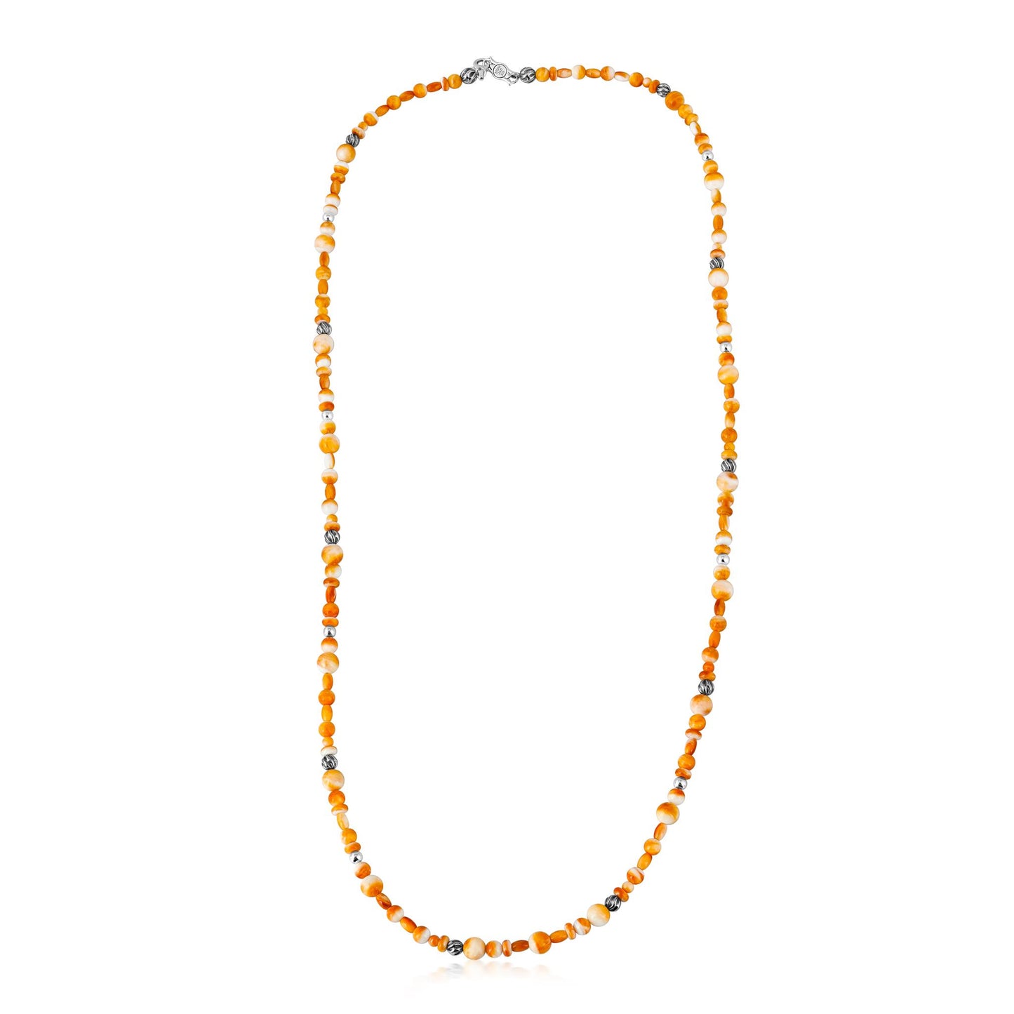 EXCLUSIVELY OURS! Sterling Silver Orange Spiny Oyster Beaded Necklace, 36 Inches