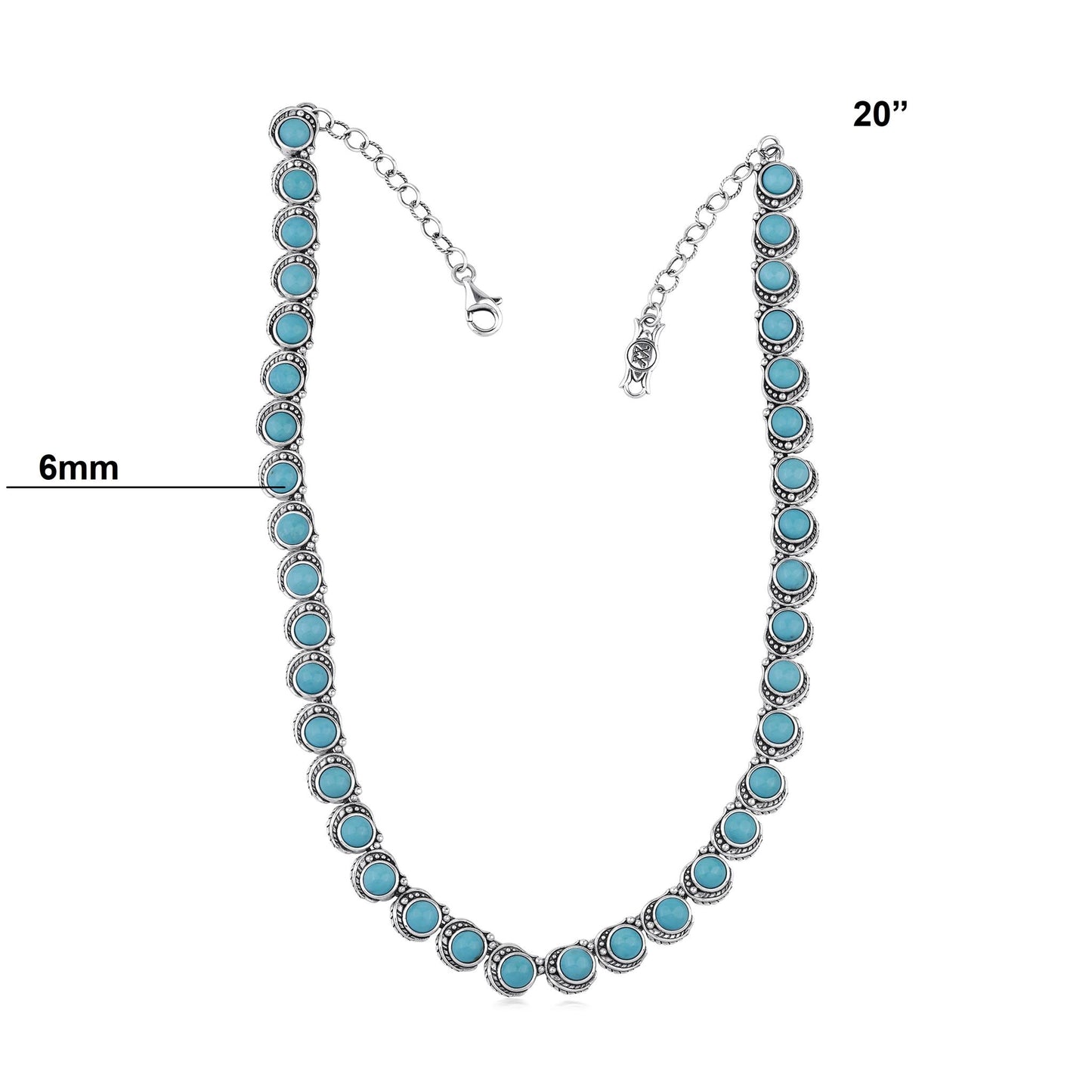 LIMITED EDITION! Sterling Silver Kingman Turquoise Round Cabochon Necklace, 20 Inches