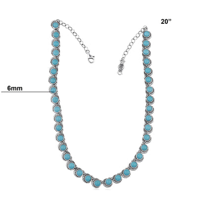 LIMITED EDITION! Sterling Silver Kingman Turquoise Round Cabochon Necklace, 20 Inches