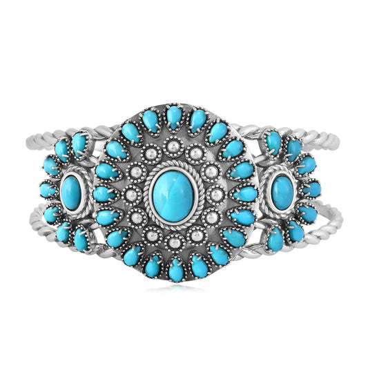 EXCLUSIVELY OURS! Sterling Silver Kingman Turquoise Bold Pear and Oval Cut Cuff Bracelet