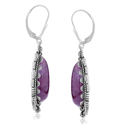 LIMITED EDITION! Sterling Silver Ruby Zoisite Pear-Shaped Dangle Earrings
