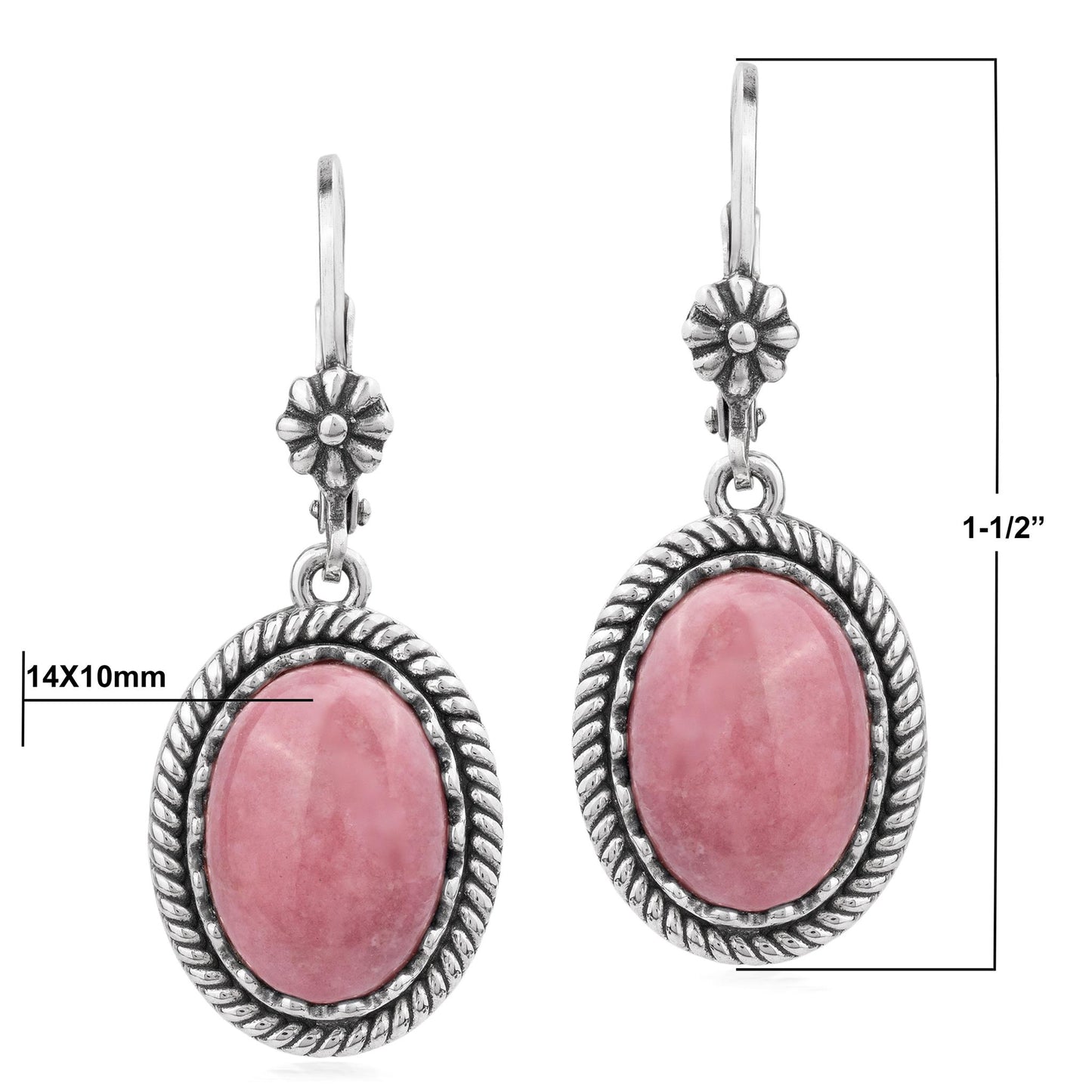 EXCLUSIVELY OURS! Sterling Silver Rhodonite Oval Drop Lever Back Earrings