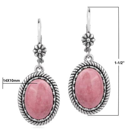EXCLUSIVELY OURS! Sterling Silver Rhodonite Oval Drop Lever Back Earrings