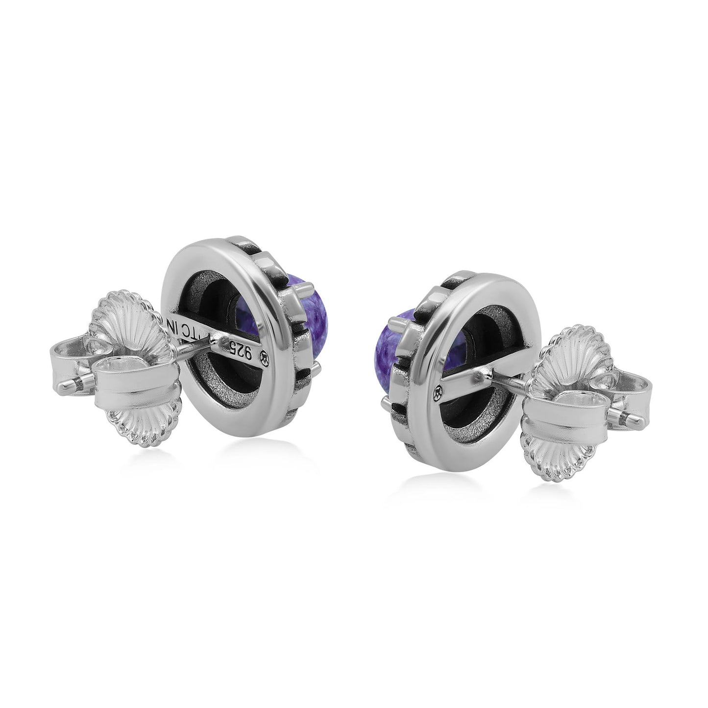 EXCLUSIVELY OURS! Sterling Silver Charoite Sunburst Stud Earrings