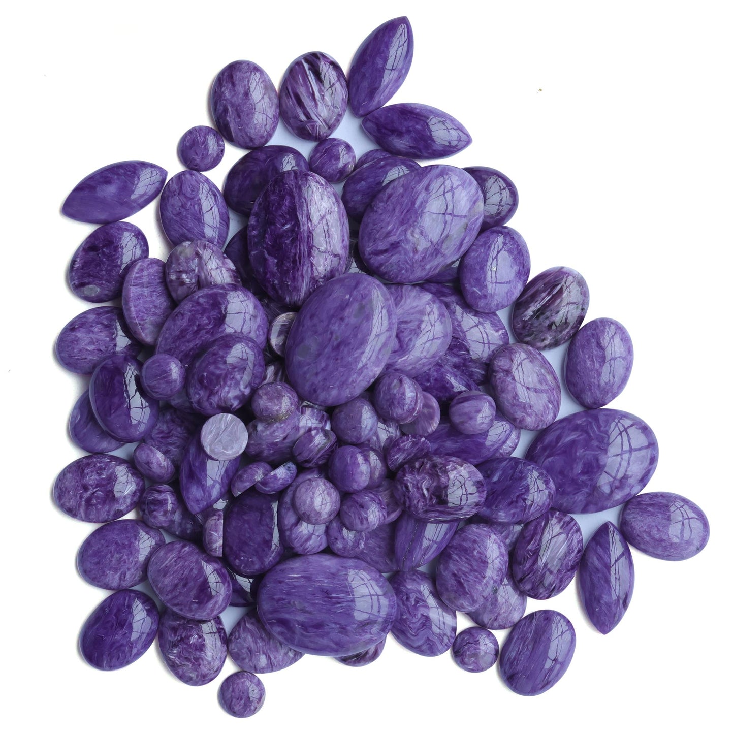 EXCLUSIVELY OURS! Sterling Silver Charoite Concha Cluster Oval Link Necklace, 20 Inches