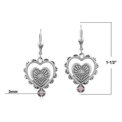 EXCLUSIVELY OURS! Sterling Silver Pink Opal Concha Heart Lever Back Earrings