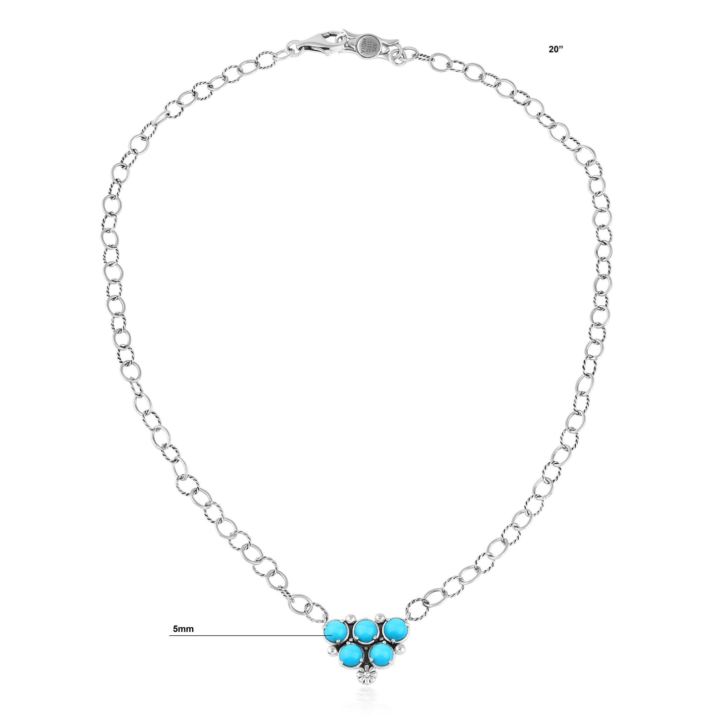 EXCLUSIVELY OURS! Sterling Silver Sleeping Beauty Turquoise Concha Cluster Oval Link Necklace, 20 Inches