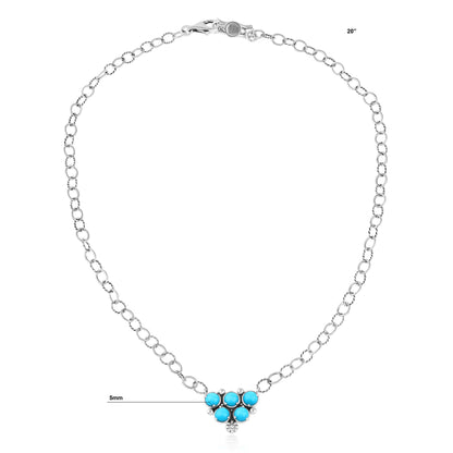 EXCLUSIVELY OURS! Sterling Silver Sleeping Beauty Turquoise Concha Cluster Oval Link Necklace, 20 Inches