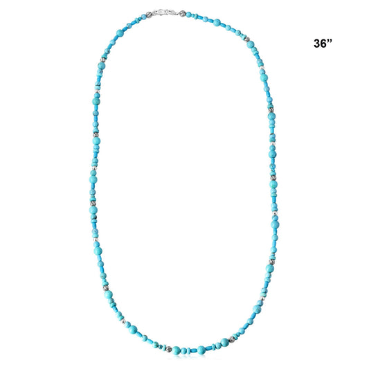 EXCLUSIVELY OURS! Sterling Silver Kingman Turquoise Beaded Necklace, 36 Inches