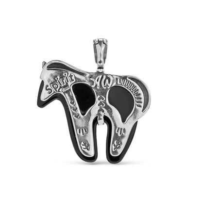 Sterling Silver Black Agate Gemstone Spirit Horse Pendant Enhancer