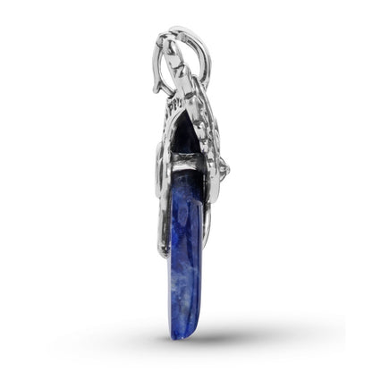 Sterling Silver Women’s Pendant Enhancer Blue Sodalite Gemstone Spirit Bird Design