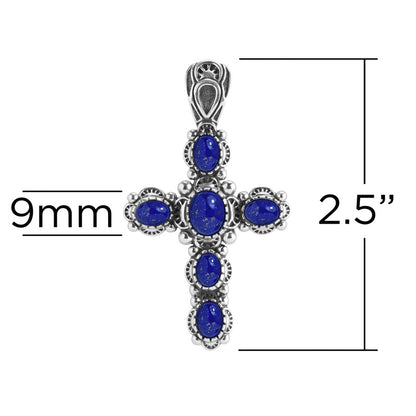 Sterling Silver Blue Lapis Cross Pendant Enhancer