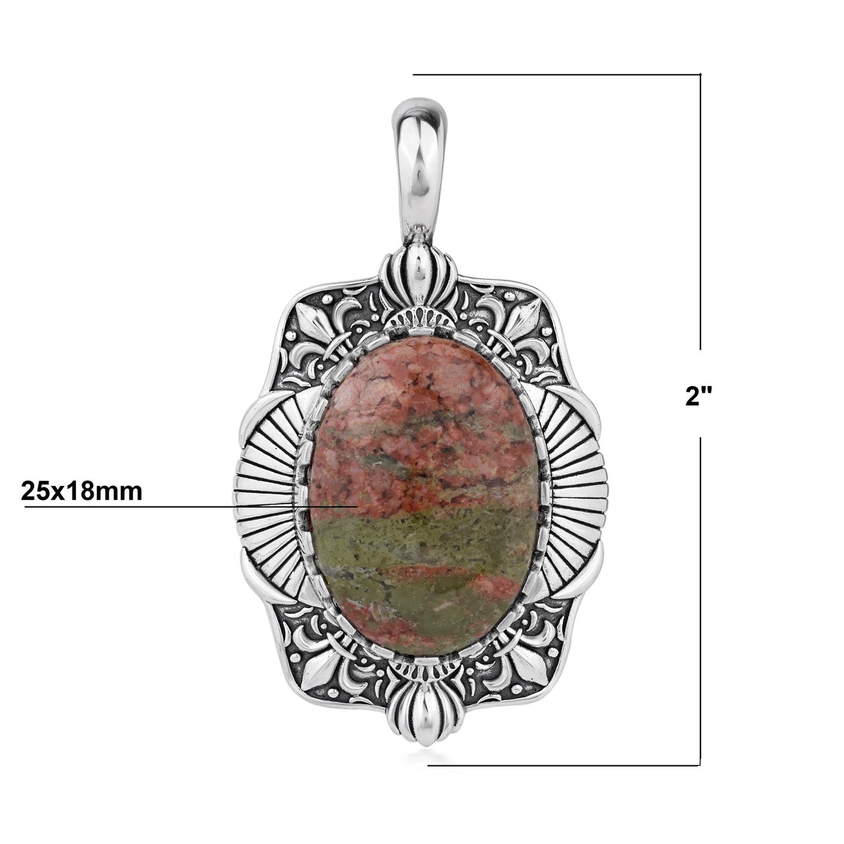 Sterling Silver Unakite Oval Pendant Enhancer