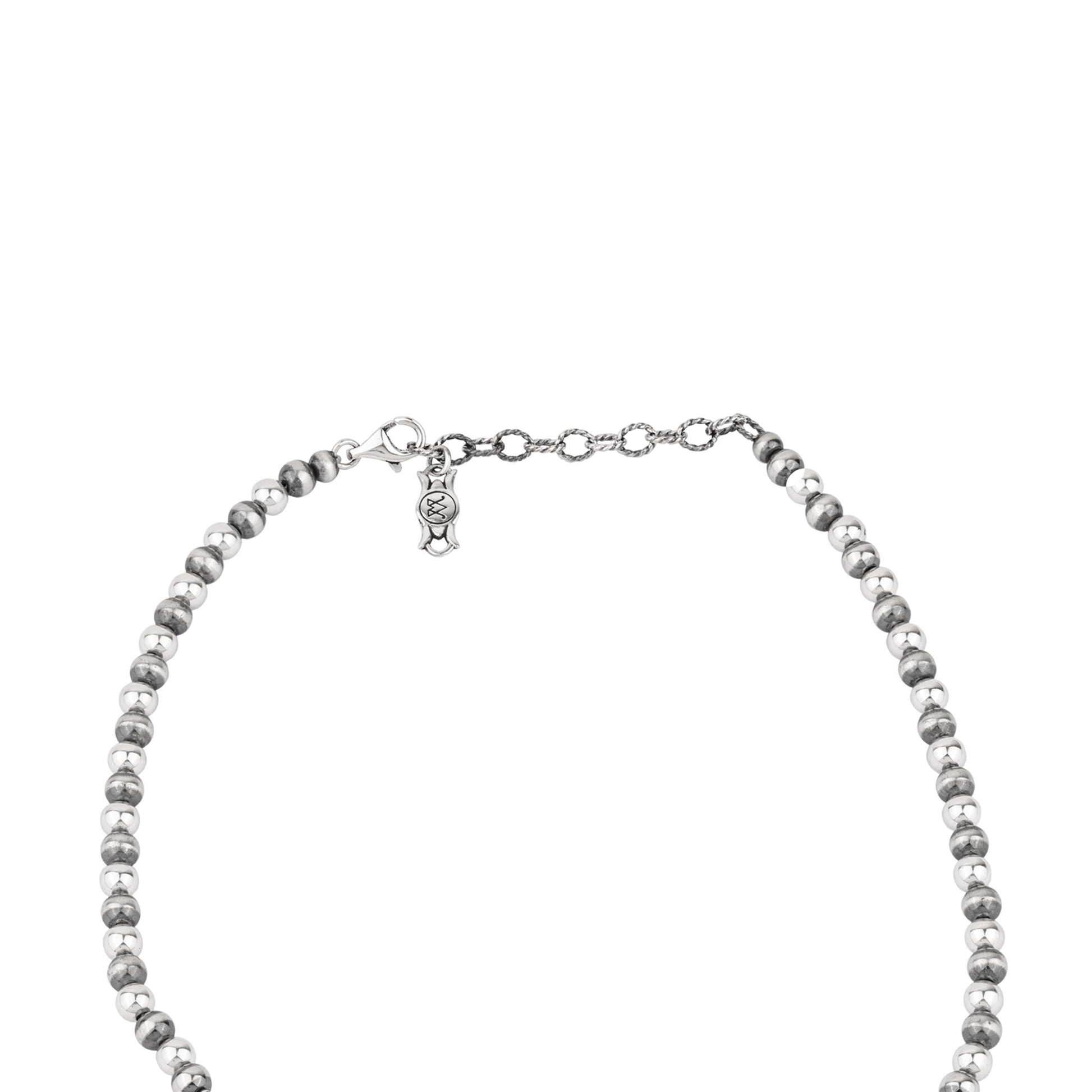  Sterling Silver Black Onyx Petit Point Naja Squash Blossom Necklace