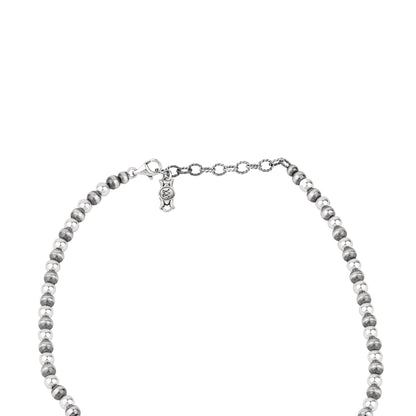  Sterling Silver Black Onyx Petit Point Naja Squash Blossom Necklace