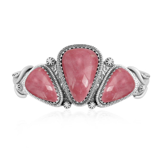 EXCLUSIVELY OURS! Sterling Silver Rhodonite 3-Stone Triangle Cuff