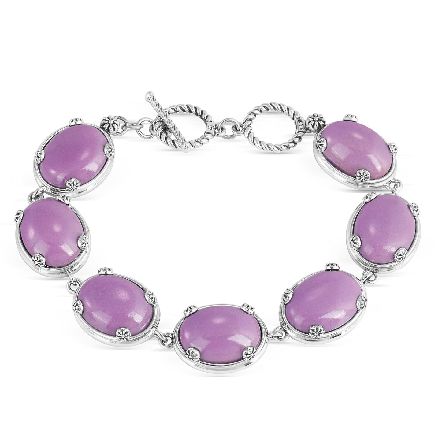 EXCLUSIVELY OURS! Sterling Silver Phosphosiderite Oval Cabochon Toggle Bracelet, Sizes Small to Large