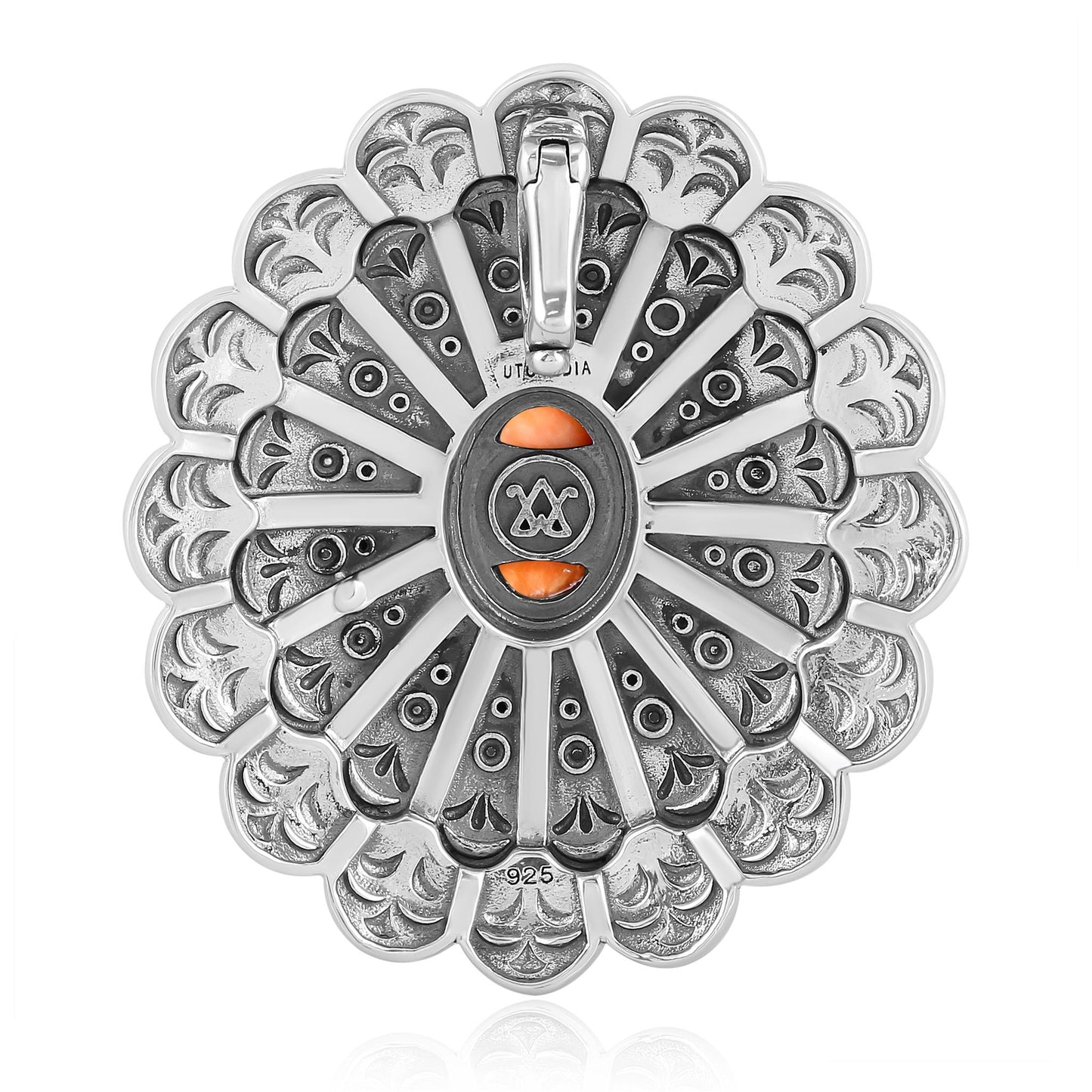 Sterling Silver Orange Spiny Oyster Butterfly and Dragonfly Pendant Enhancer