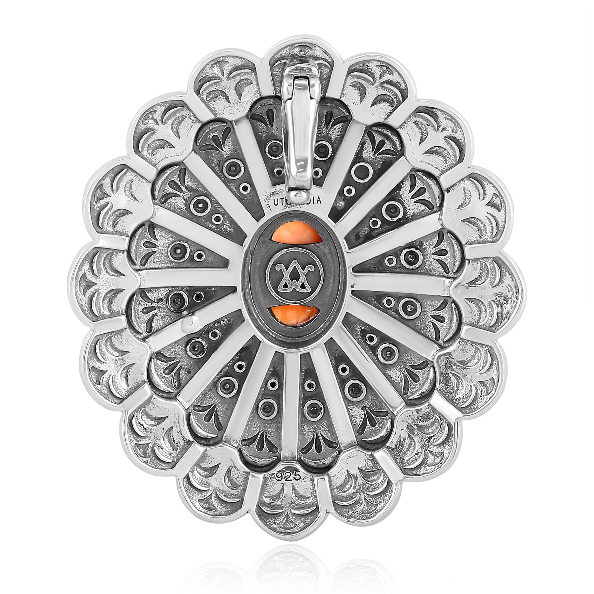 Sterling Silver Orange Spiny Oyster Butterfly and Dragonfly Pendant Enhancer