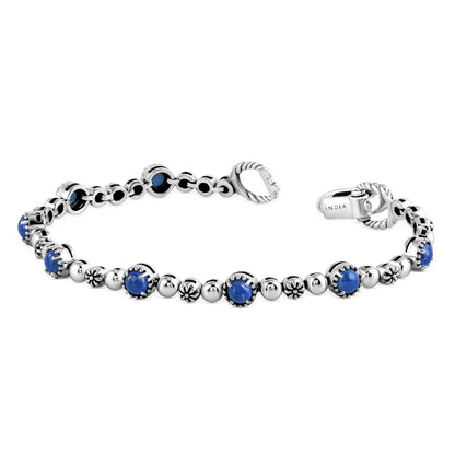 EXCLUSIVELY OURS! Sterling Silver Lapis Round Beaded Bracelet