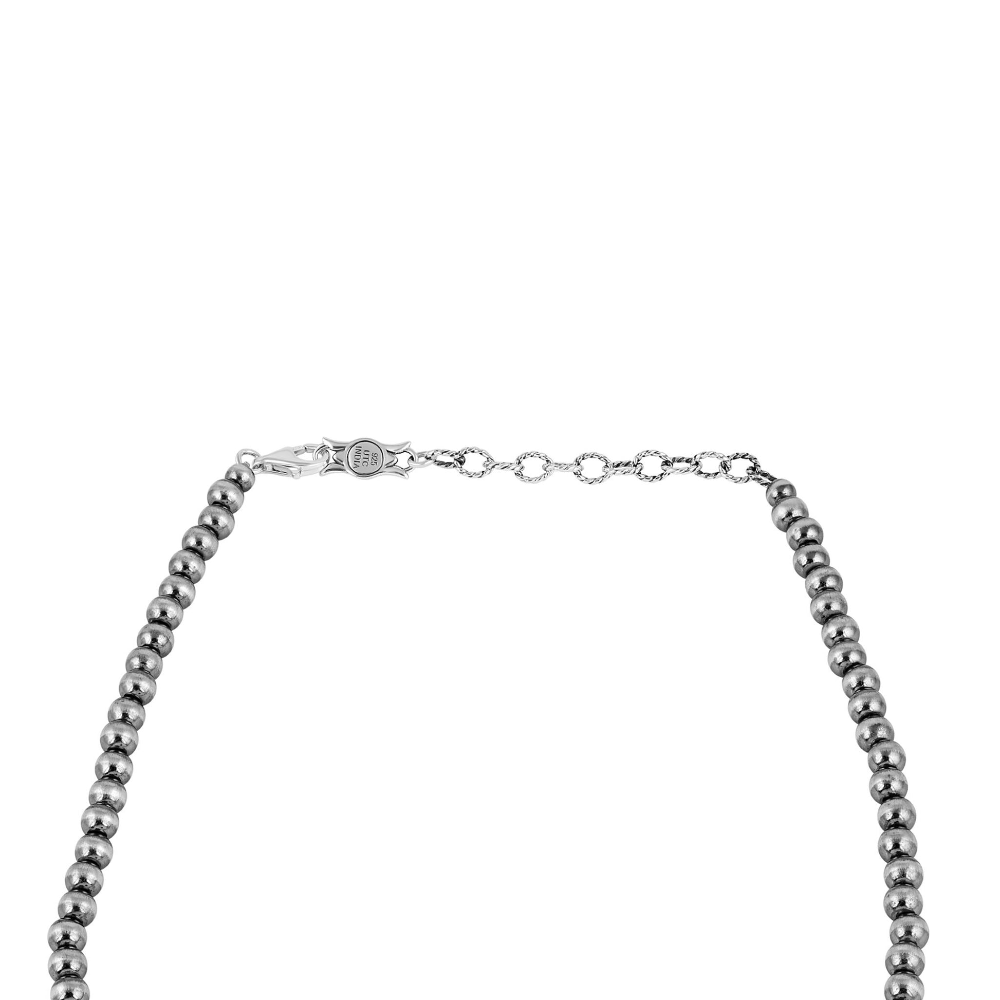 Sterling Silver Amazonite Naja Squash Blossom Statement Necklace