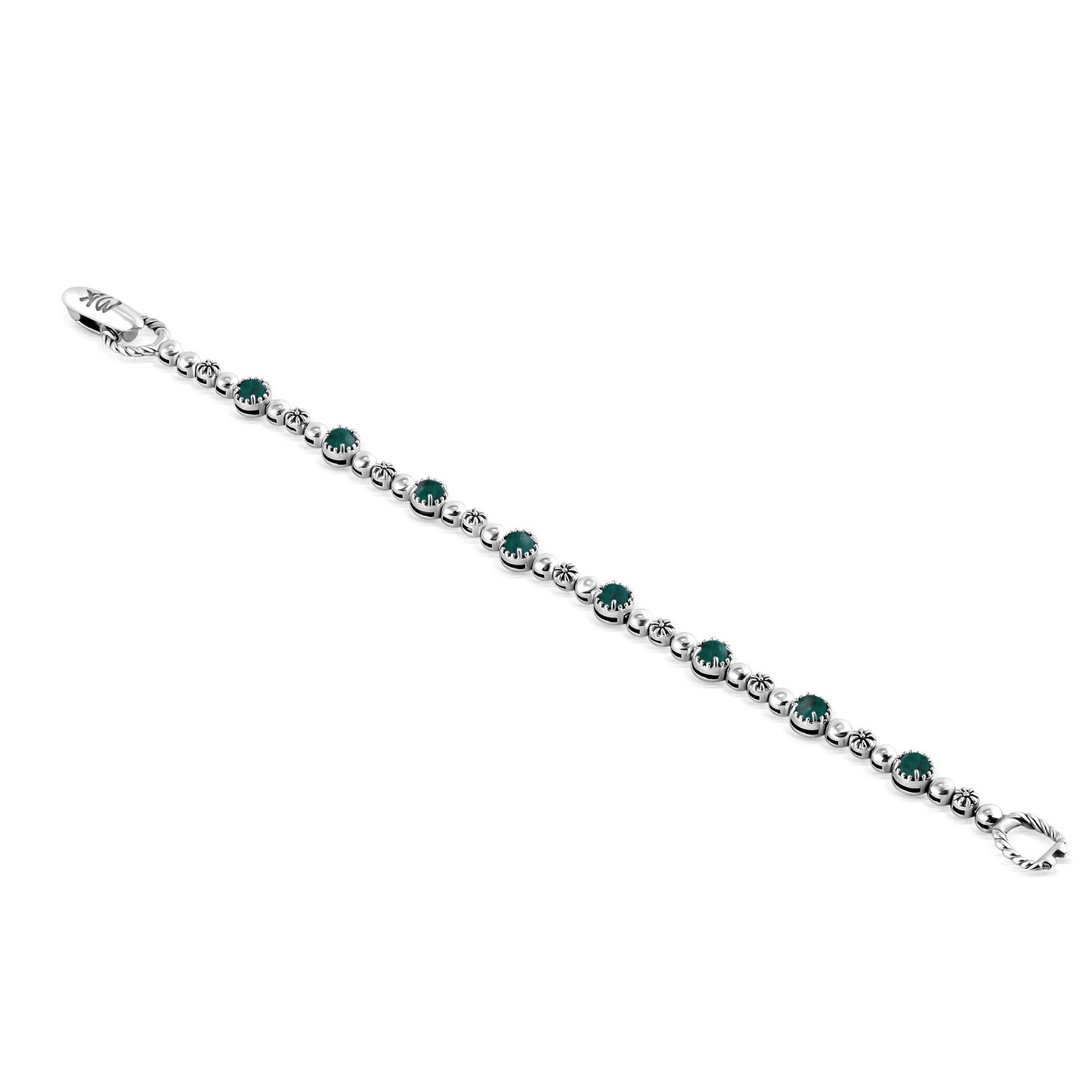 Sterling Silver Chrysocolla Round Beaded Bracelet