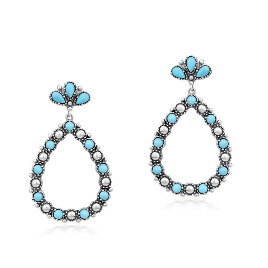 EXCLUSIVELY OURS! Sterling Silver Sleeping Beauty Turquoise Teardrop Post Back Earrings