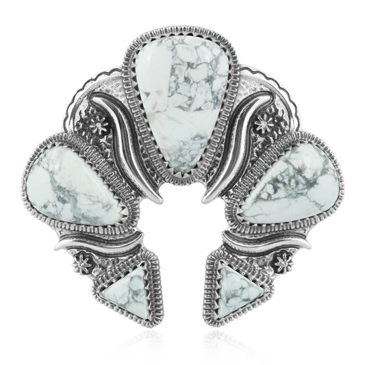 Sterling Silver White Howlite Soft Triangle Naja Pendant Enhancer