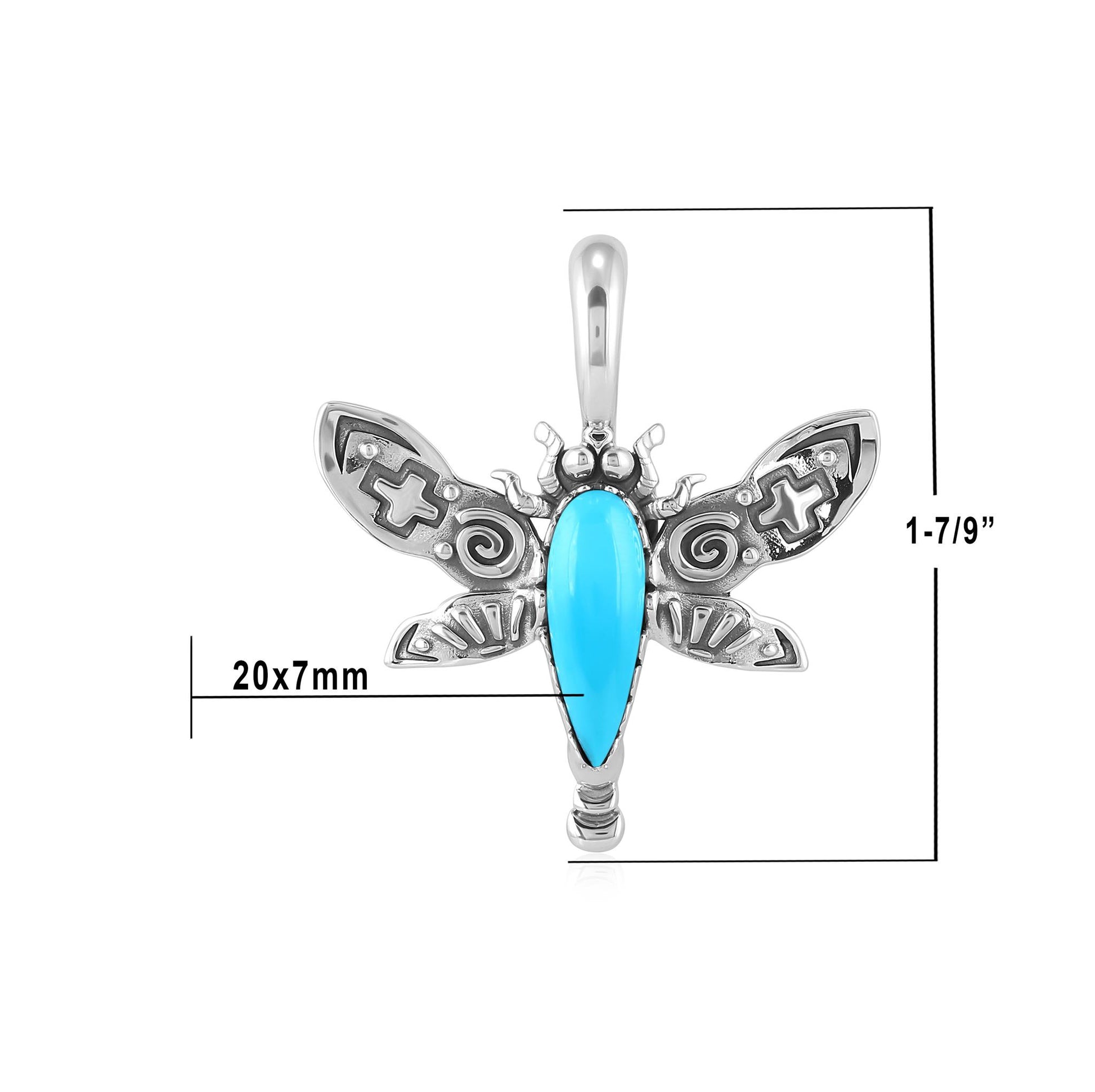 Sterling Silver Sleeping Beauty Turquoise Dragonfly Pendant Enhancer