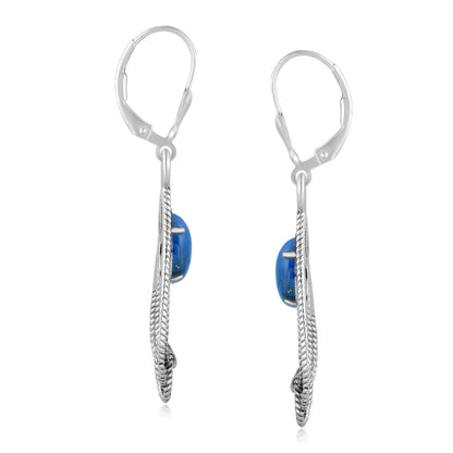 EXCLUSIVELY OURS! Sterling Silver Denim Lapis Lasso Love Knot Dangle Earrings