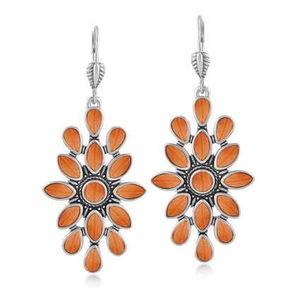 EXCLUSIVELY OURS! Sterling Silver Orange Spiny Oyster Cluster Dangle Earrings