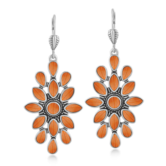 EXCLUSIVELY OURS! Sterling Silver Orange Spiny Oyster Cluster Dangle Earrings