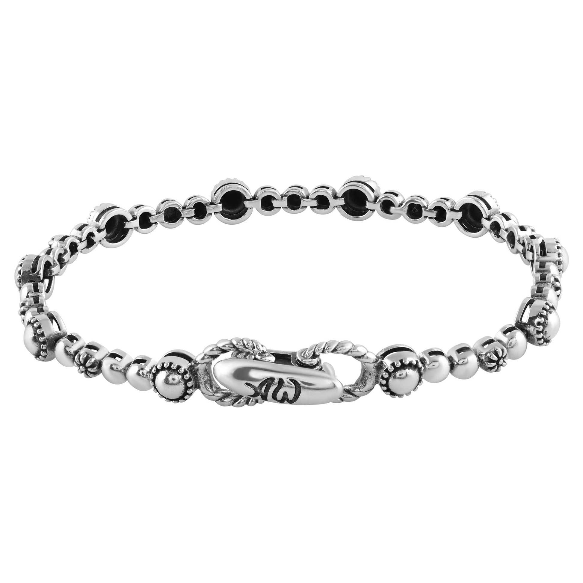 Sterling Silver Beaded Concha Tennis Bracelet