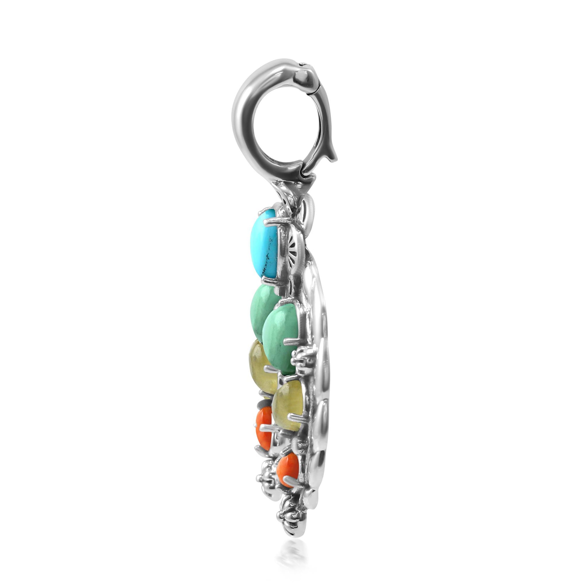 LIMITED EDITION! Sterling Silver Multi-Colored Gemstone Twisted Rope Naja Pendant Enhancer