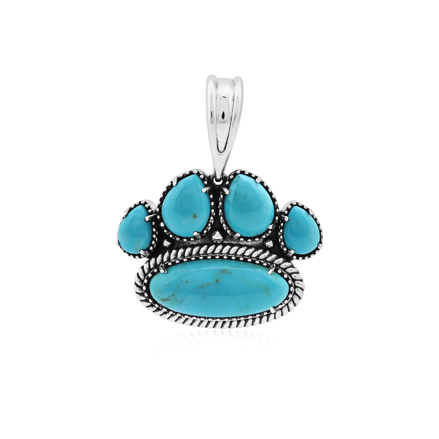 Sterling Silver Kingman Turquoise Pawprint Pendant Enhancer
