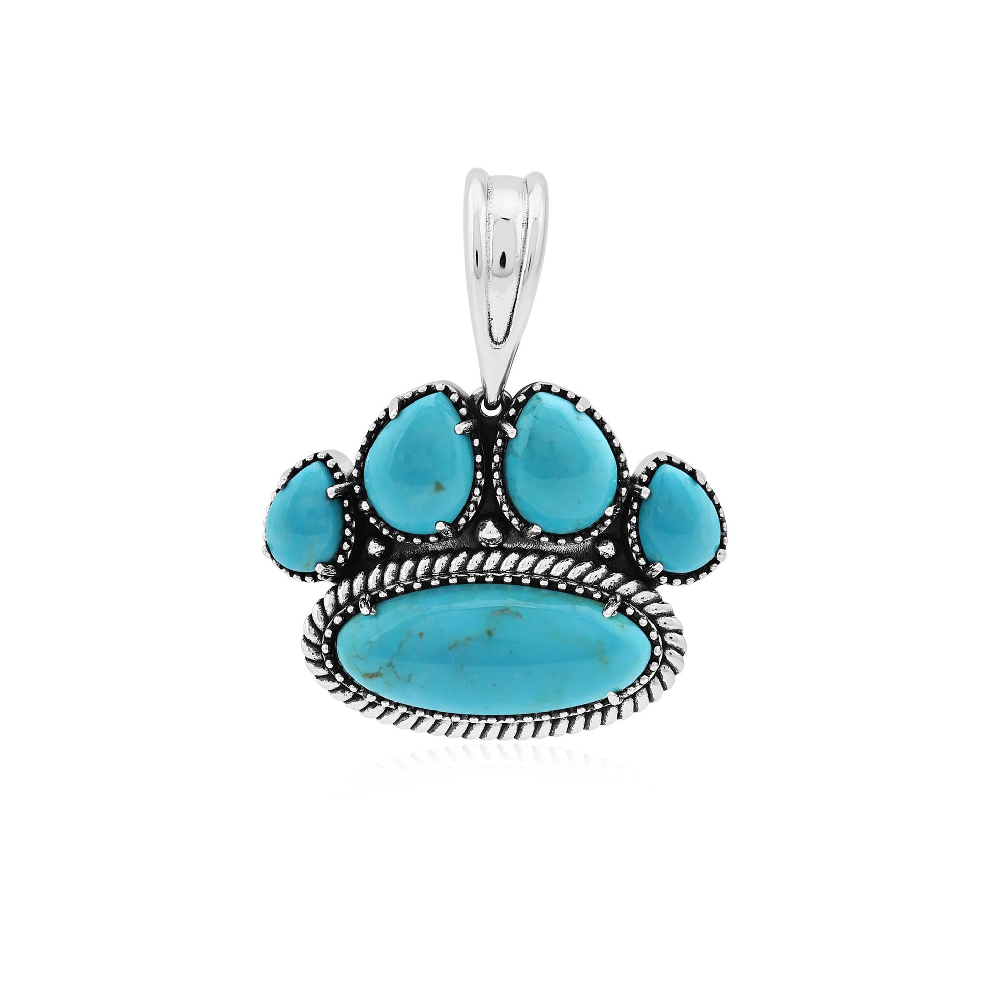 Sterling Silver Kingman Turquoise Pawprint Pendant Enhancer