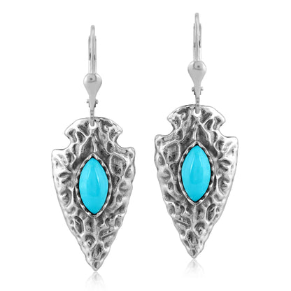 EXCLUSIVELY OURS! Sterling Silver Kingman Turquoise Fritz Casuse Arrowhead Lever Back Earrings