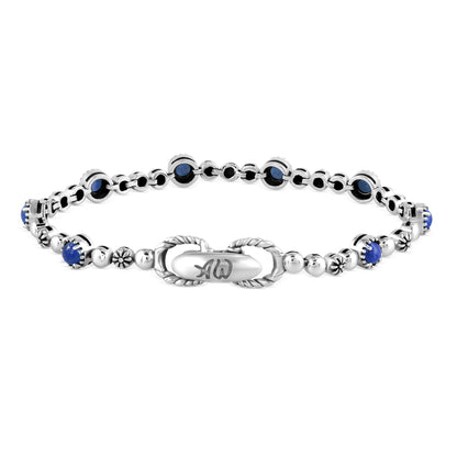 EXCLUSIVELY OURS! Sterling Silver Lapis Round Beaded Bracelet