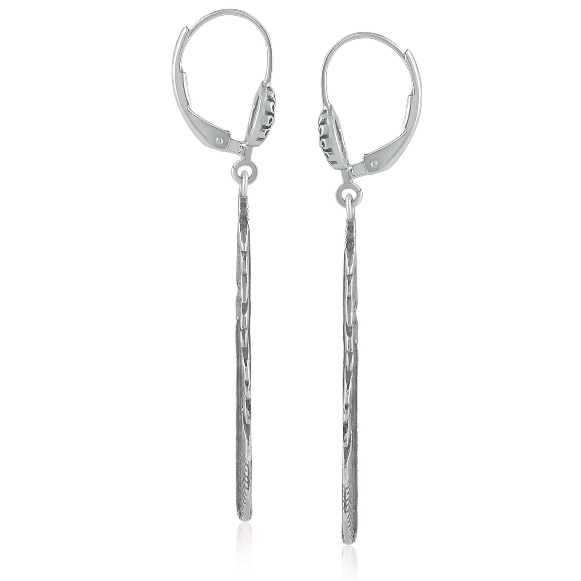 EXCLUSIVELY OURS! Sterling Silver Feather and Flower Dangle Earrings