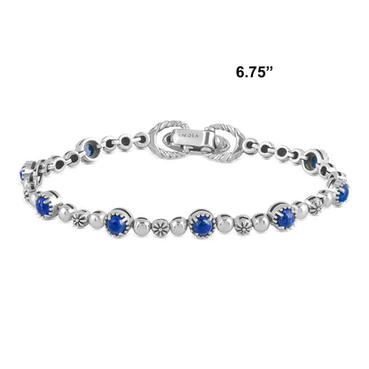 EXCLUSIVELY OURS! Sterling Silver Lapis Round Beaded Bracelet