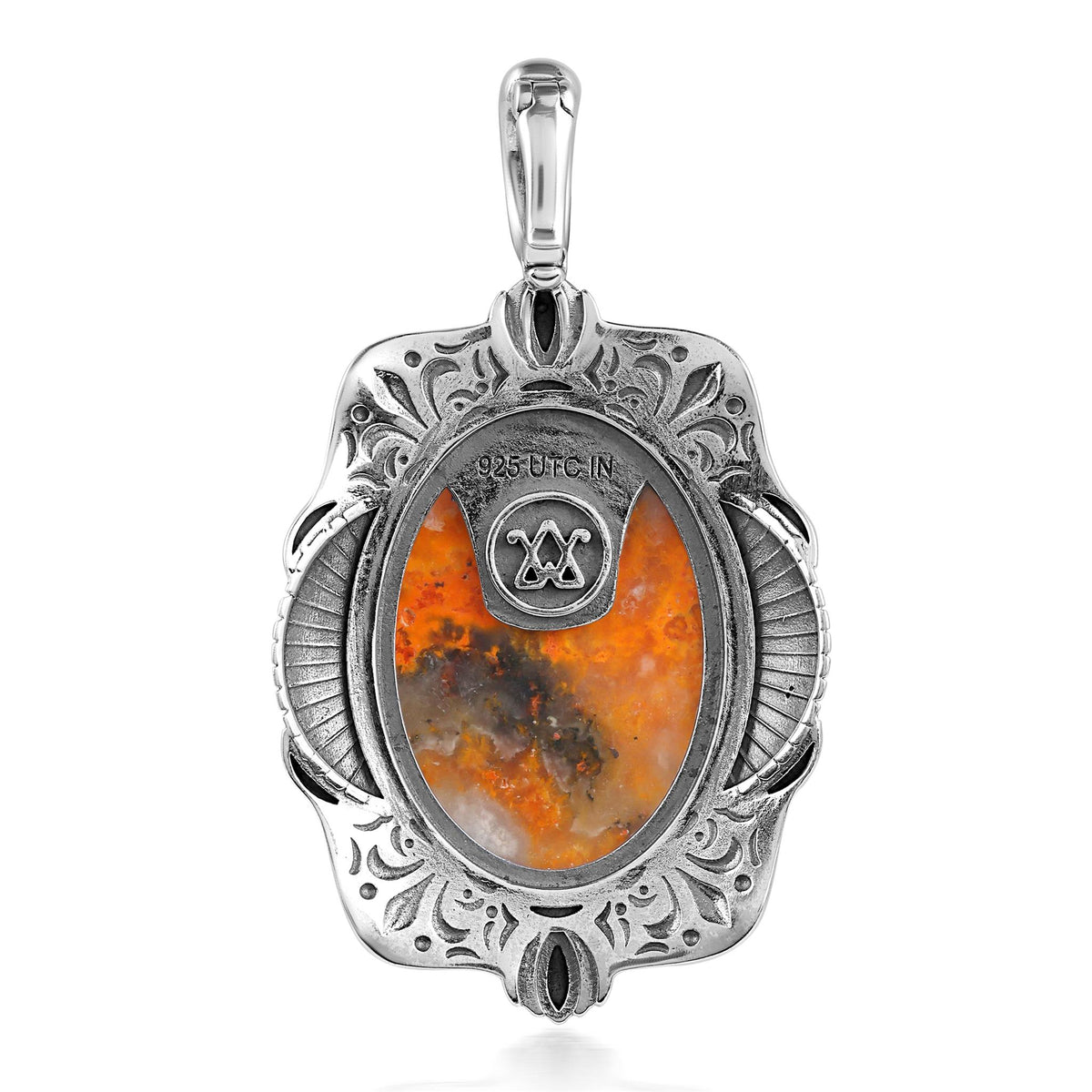 Sterling Silver Bumblebee Jasper Oval Pendant Enhancer