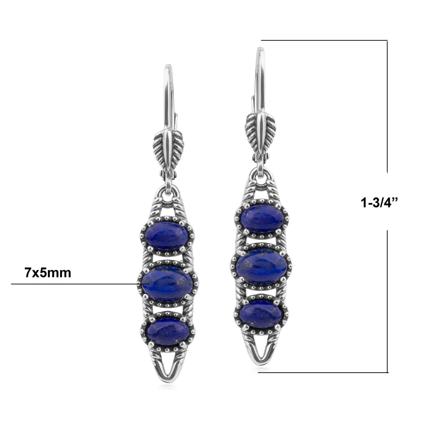EXCLUSIVELY OURS! Sterling Silver Lapis Friendship Lever Back Dangle Earrings