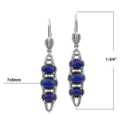 EXCLUSIVELY OURS! Sterling Silver Lapis Friendship Lever Back Dangle Earrings
